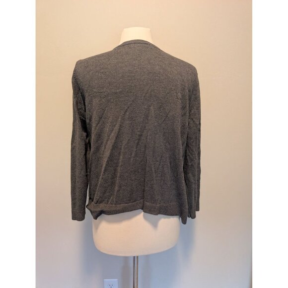 Cardinal-Themed Gray Cardigan Sweater With Button Front & Birch Tree Design - Picture 3 of 5